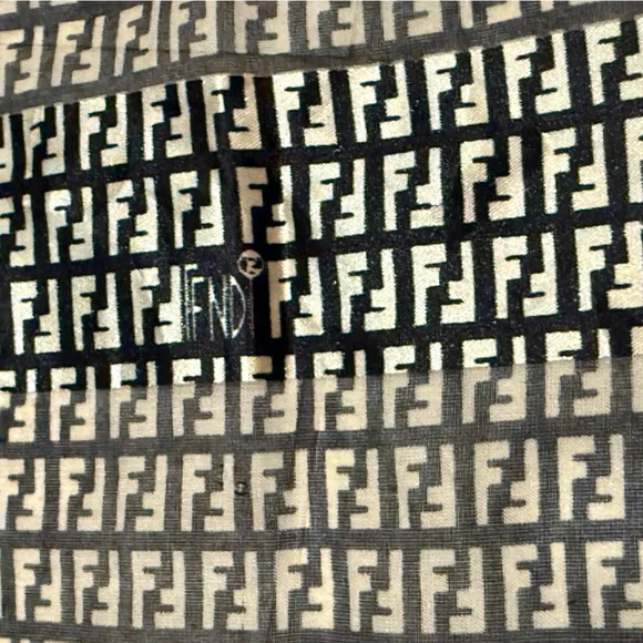 XL Fendi Monogram Black/Gold Scarf—So Chjc - Picture 2 of 7